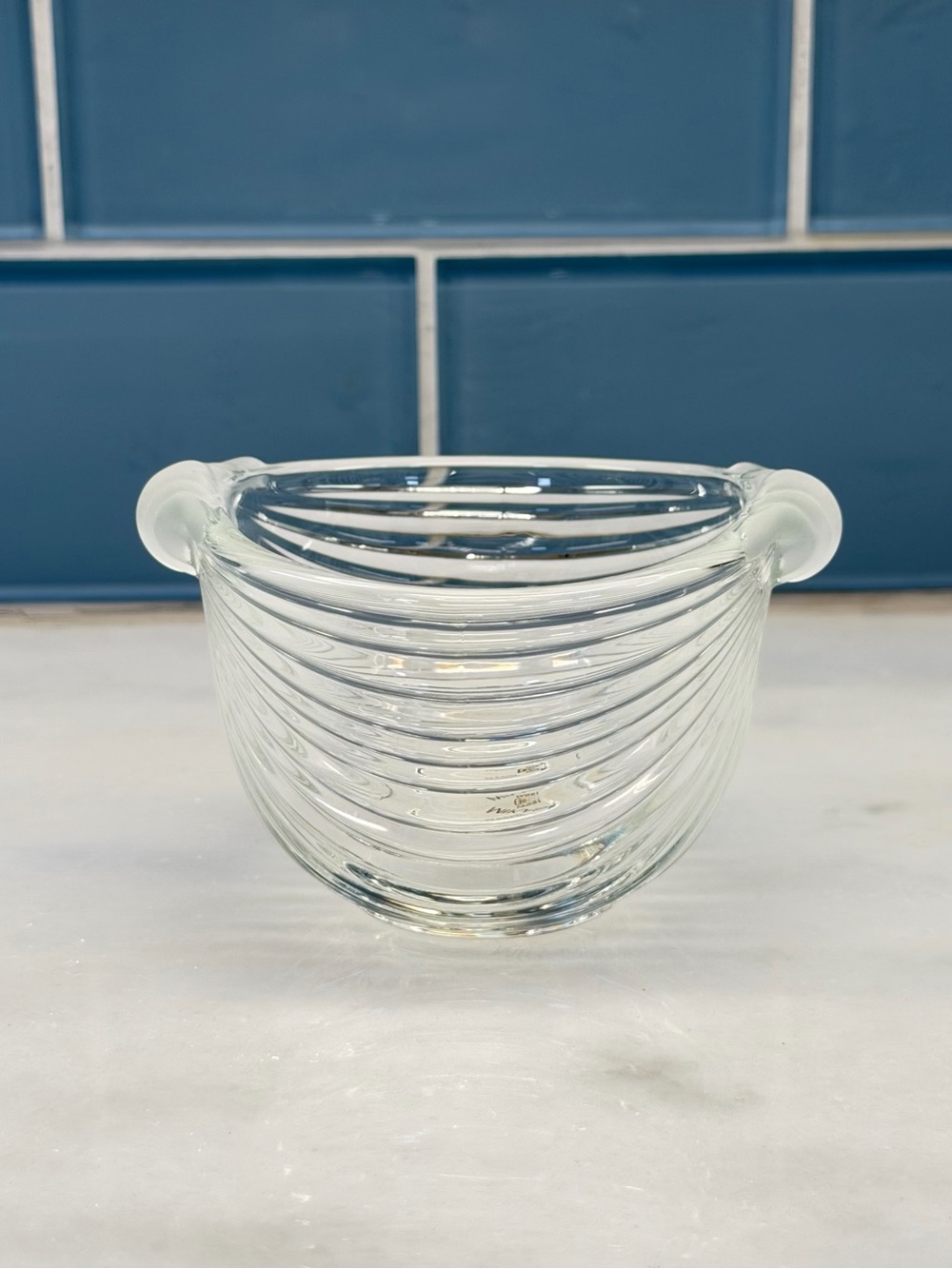 Vintage Walther Crystal Mikasa West Germany Clear Glass Bowl Ribbed Shell 4”